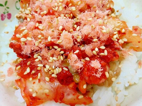 納豆の食べ方-キムチ＆桜でんぶ♪